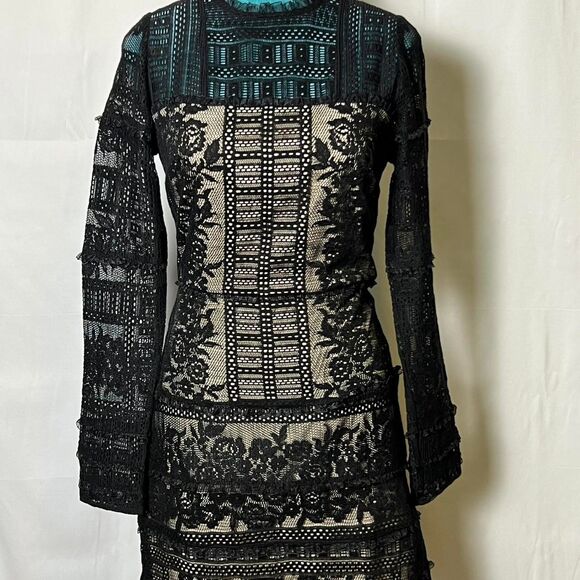 Parker Women's Julie Combo Black and Cream Lace Mini Dress xs - Picture 1 of 8